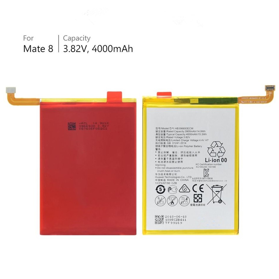 Huawei Mate 8 Battery Li-Ion-Polymer HB396693ECW 3900mAh (MOQ:50 pcs)