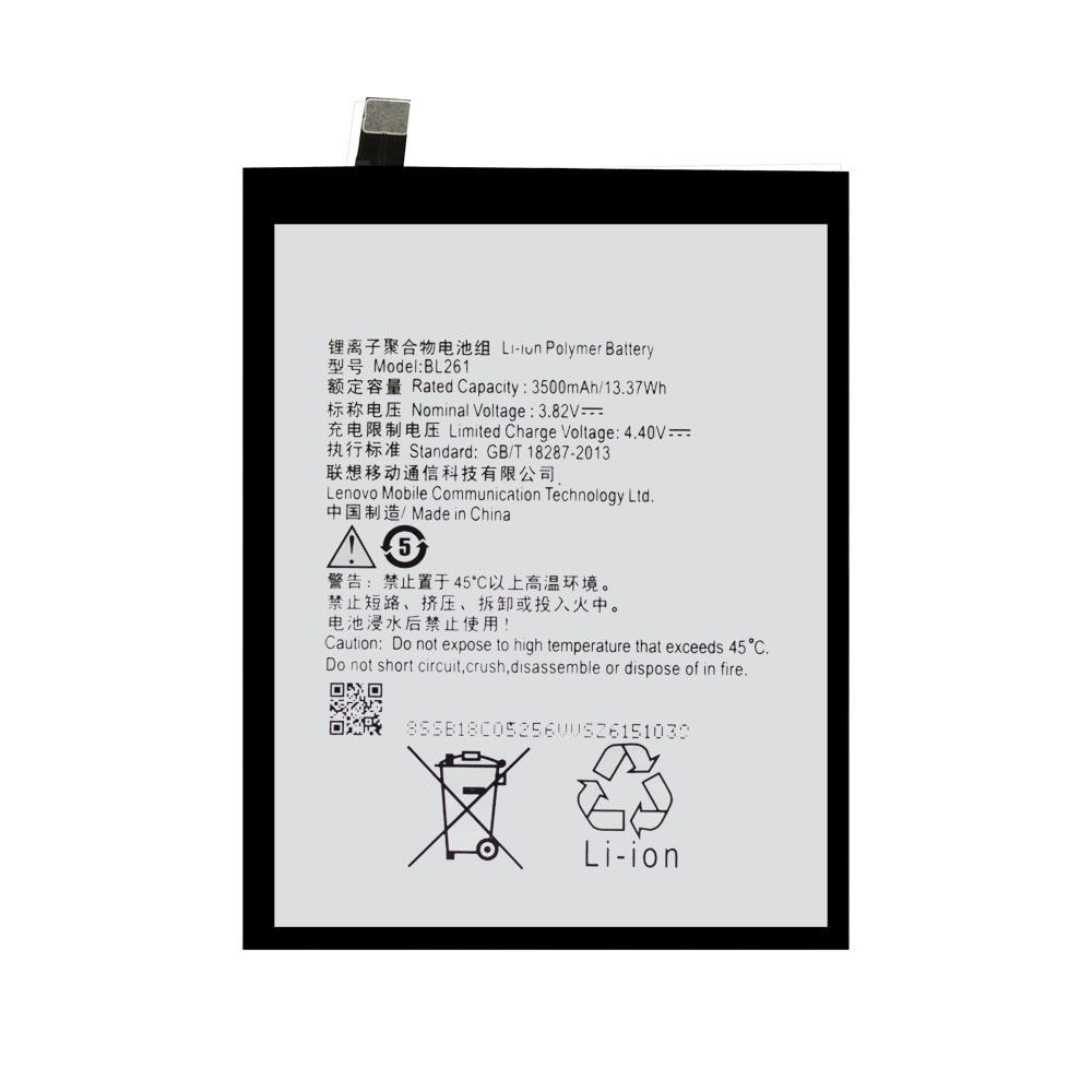 Lenovo K5 Note - Battery Li-Ion-Polymer BL261 3500mAh (MOQ:50 pcs) 